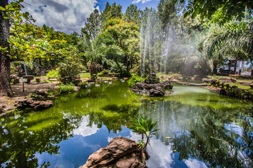 This traditional ande beautiful japanese garden is located in brazilian Caldas Novas City