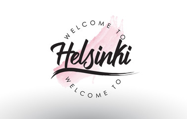 Helsinki Welcome to Text with Watercolor Pink Brush Stroke