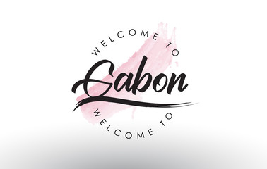 Gabon Welcome to Text with Watercolor Pink Brush Stroke