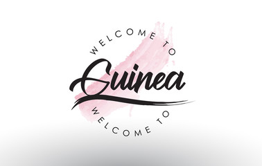 Guinea Welcome to Text with Watercolor Pink Brush Stroke