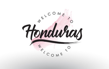Honduras Welcome to Text with Watercolor Pink Brush Stroke