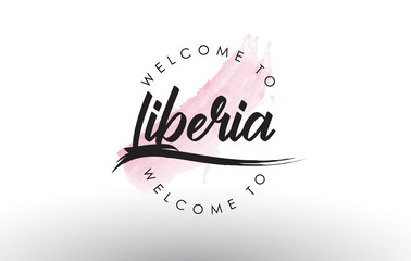 Liberia Welcome to Text with Watercolor Pink Brush Stroke