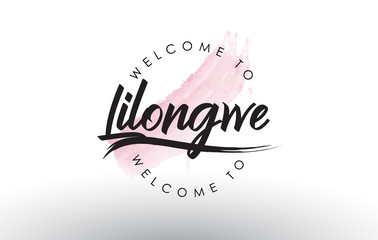 Lilongwe Welcome to Text with Watercolor Pink Brush Stroke