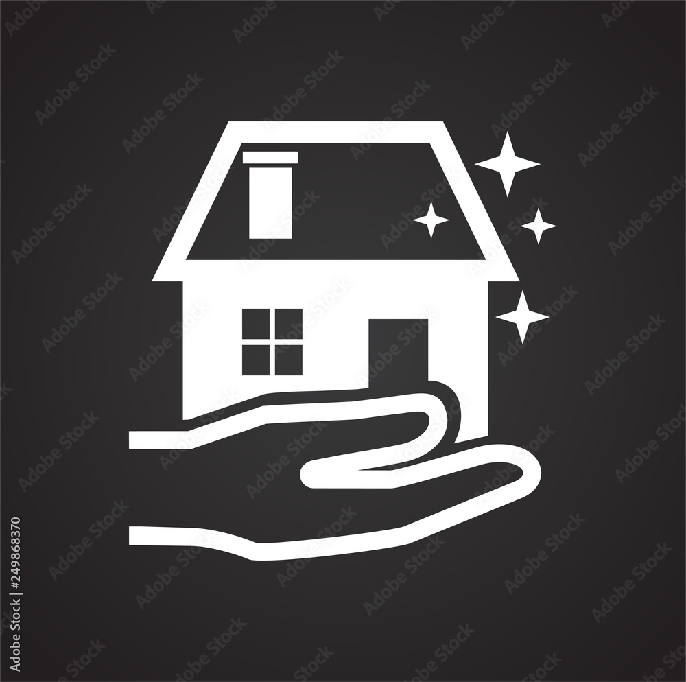 Poster cleaning house icon on black background for graphic and web design, modern simple vector sign. inter