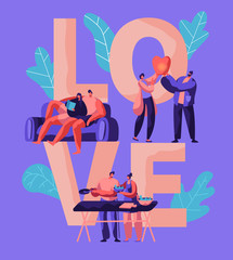 Lovers Couple Relax at Weekend Typography Banner