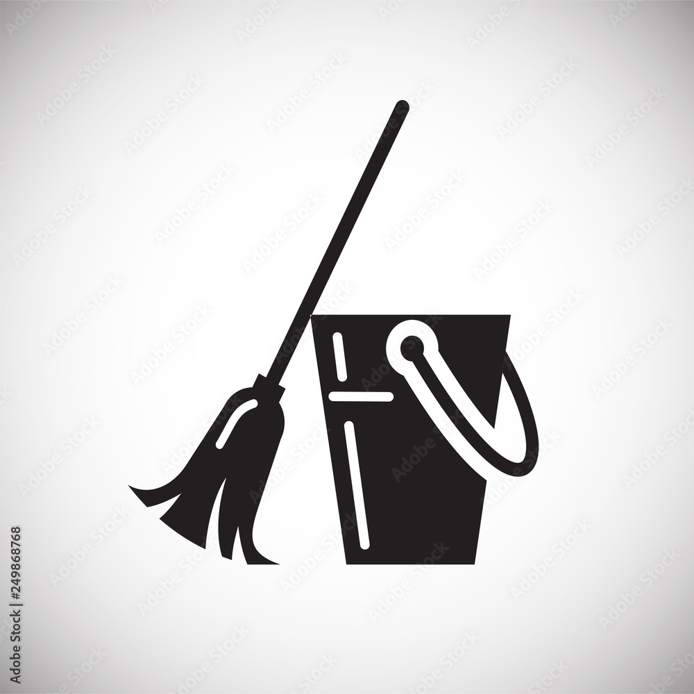 Poster cleaning broom icon on white background for graphic and web design, modern simple vector sign. inter