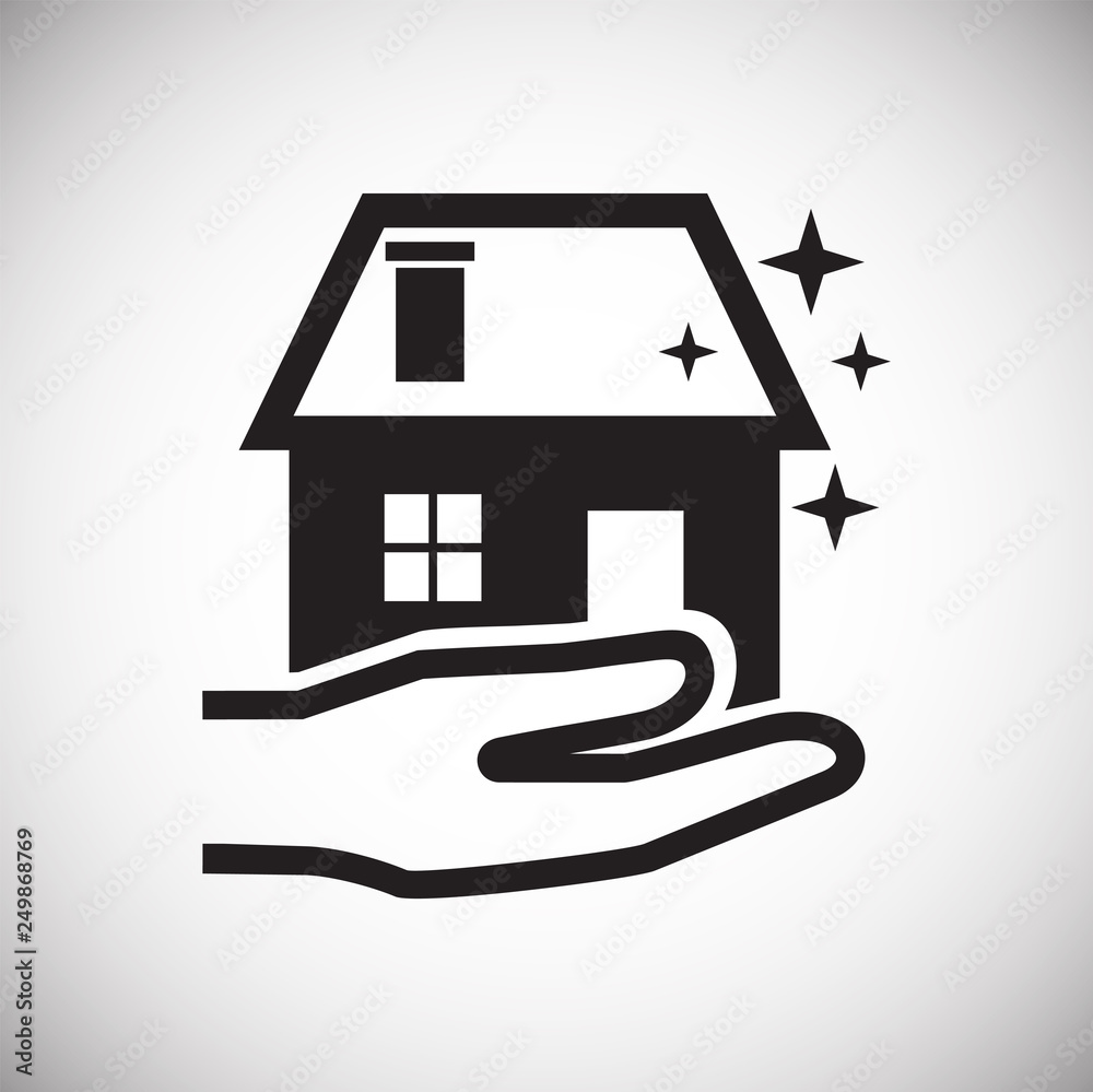 Poster cleaning house icon on white background for graphic and web design, modern simple vector sign. inter