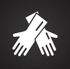 Cleaning gloves icon on black background for graphic and web design, Modern simple vector sign. Internet concept. Trendy symbol for website design web button or mobile app