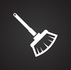 Cleaning broom icon on black background for graphic and web design, Modern simple vector sign. Internet concept. Trendy symbol for website design web button or mobile app