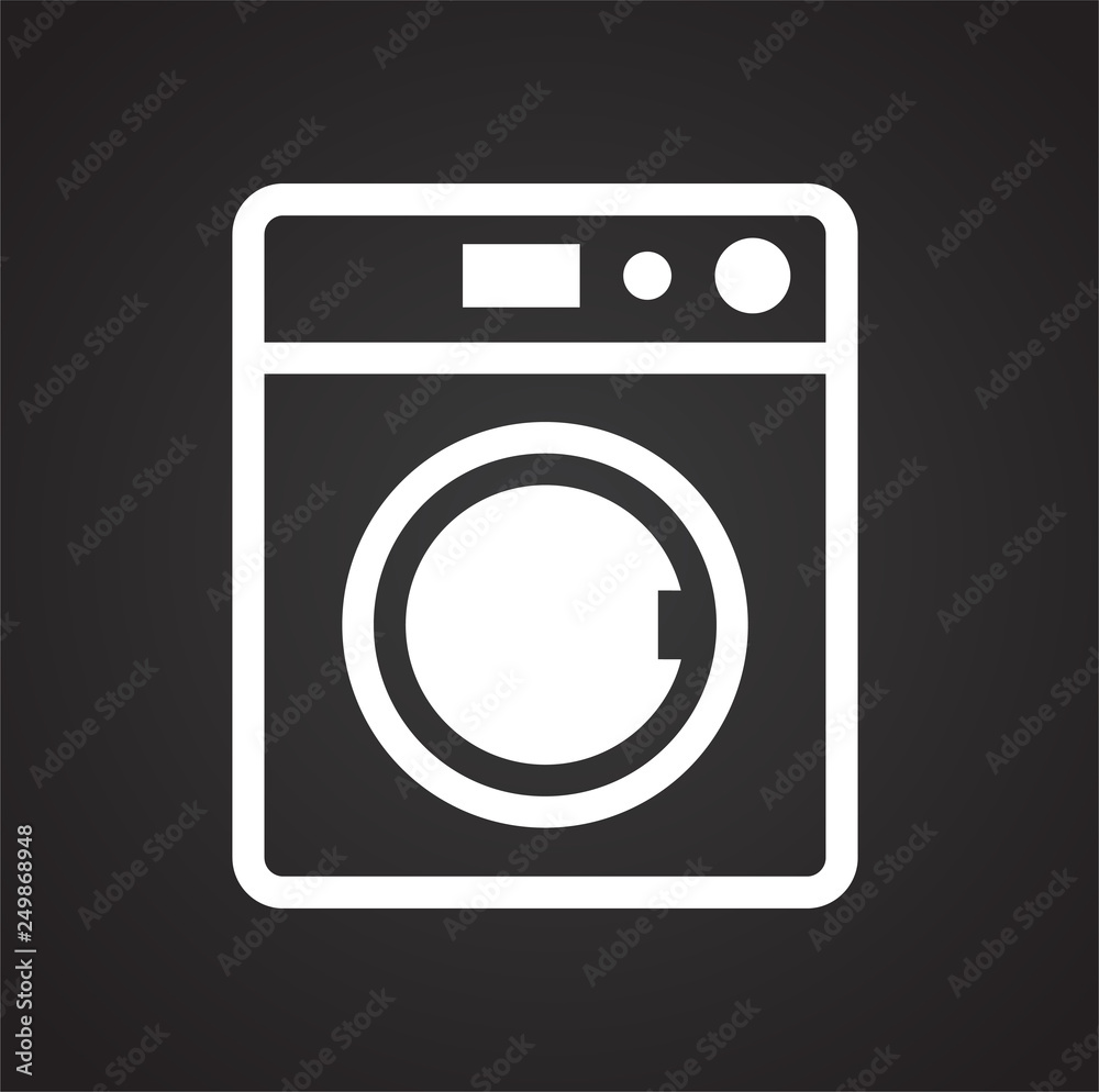 Fototapete Washing machine icon on black background for graphic and web design, Modern simple vector sign. Internet concept. Trendy symbol for website design web button or mobile app