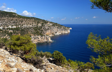 Fototapeta na wymiar Greece, Tassos island. Sea, mountains, beautiful sunny day