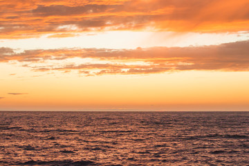 Sea sunset landscape image red orange color