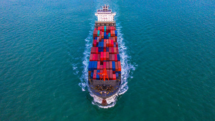 Container freight ship carrying container box for import and export business logistic and...