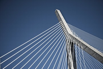 Fototapeta na wymiar View of a landmark bridge in Boston Massachusetts