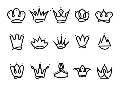 Crown logo hand drawn icon