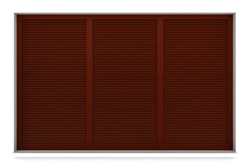 Wooden window frame with external blinds