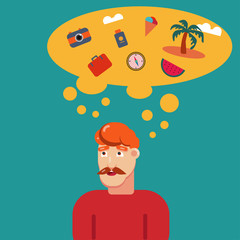 A man dreams of rest and travel.