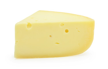 Piece of cheese isolated on white