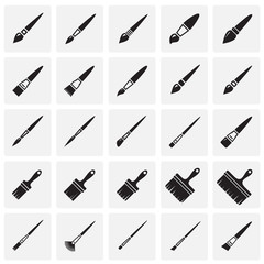 Brush icons set on squares background for graphic and web design, Modern simple vector sign. Internet concept. Trendy symbol for website design web button or mobile app