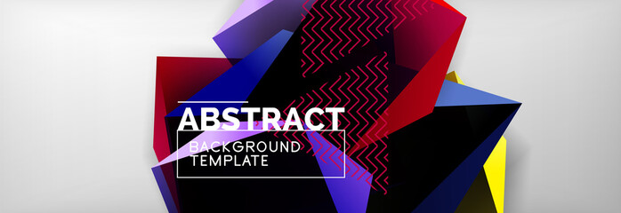 Dark color geometric abstract background, 3d shapes