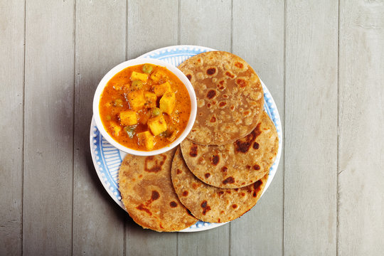 Indian Traditional Home made Paneer Butter Masala with chapathi 