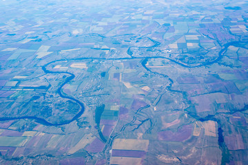 The view from the plane of the Seversky Donets river