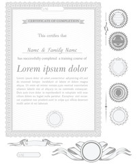 Gray vertical certificate template with additional design elements