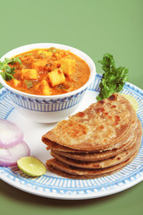 Indian Traditional Home made Paneer Butter Masala with chapathi 