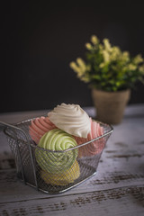 fresh colorful meringues