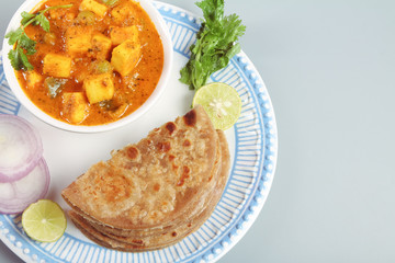 Indian Traditional Home made Paneer Butter Masala with chapathi 