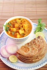 Indian Traditional Home made Paneer Butter Masala with chapathi 