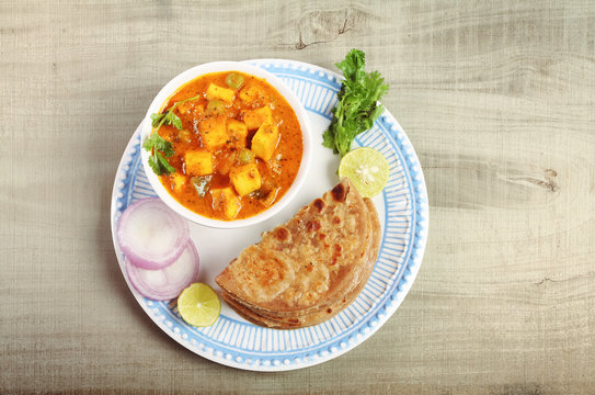 Indian Traditional Home made Paneer Butter Masala with chapathi 