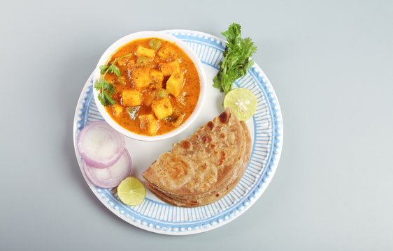Indian Traditional Home made Paneer Butter Masala with chapathi 
