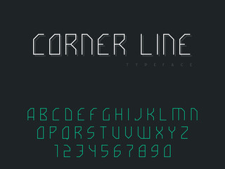 Vector latin uppercase alphabet letters and numbers. Abstract linear font