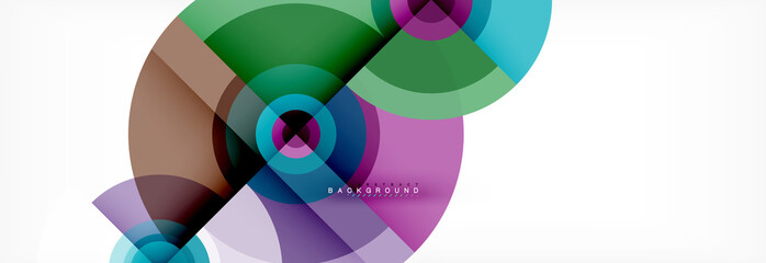 Obraz premium Minimal geometric circles and triangles abstract background, techno modern design, poster template