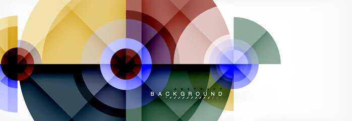 Obraz premium Minimal geometric circles and triangles abstract background, techno modern design, poster template