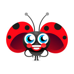 Flirtatious Flying Little Ladybug On White Background