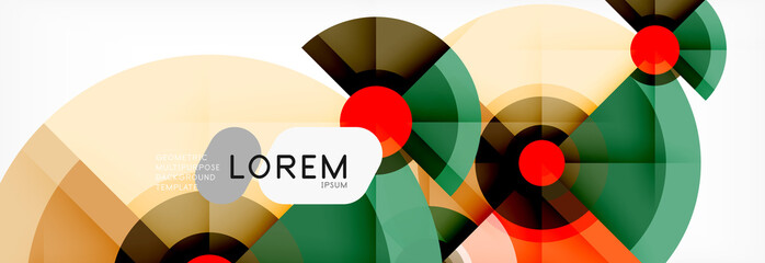Fototapeta premium Minimal geometric circles and triangles abstract background, techno modern design, poster template