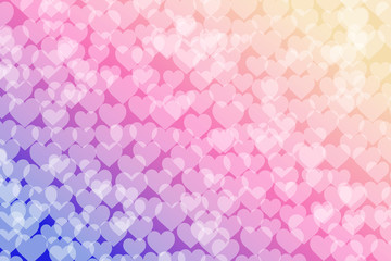 Pink Bokeh lights gradient background with hearts