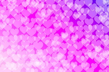 Pink Bokeh lights gradient background with hearts