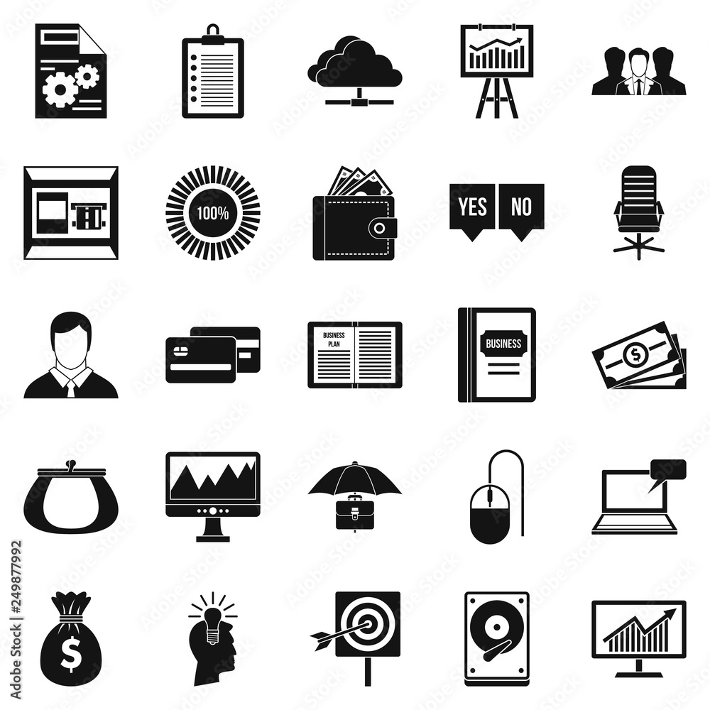 Poster server icons set. simple set of 25 server vector icons for web isolated on white background