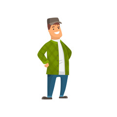 Friendly Smiling Driver Character in Casual Clothes Vector Illustration