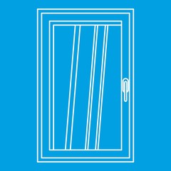Closed white window icon blue outline style isolated vector illustration. Thin line sign