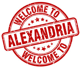 welcome to Alexandria red round vintage stamp