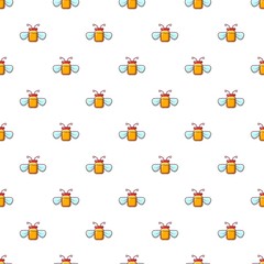 Jar of honey pattern in cartoon style. Seamless pattern vector illustration