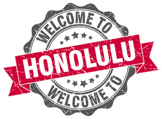 Fototapeta premium Honolulu round ribbon seal