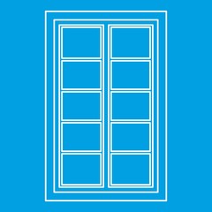 Wooden latticed window icon blue outline style isolated vector illustration. Thin line sign