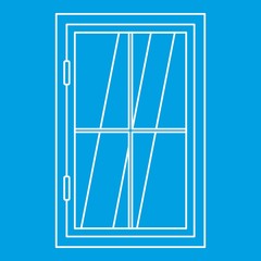 Closed window icon blue outline style isolated vector illustration. Thin line sign