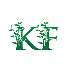 Fototapeta na wymiar Green Leaf Kf Letter Logo