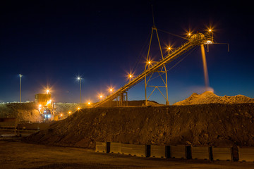 Night view of a copper mine head in NSW Australia